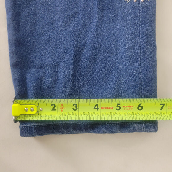 New Directions Jeans Womens 8 Blue Mid Rise Embroidered Girlfriend Pull On Denim - Picture 7 of 16